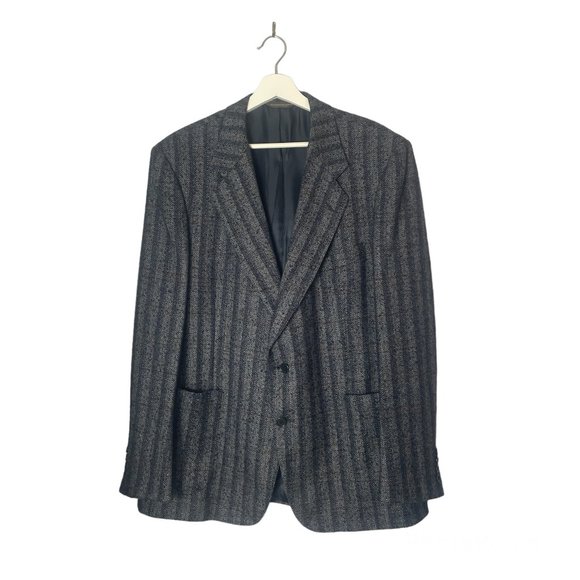 Samuelsohn Grey Striped Wool Silk Blazer Size 44 Formal Office - Picture 1 of 11